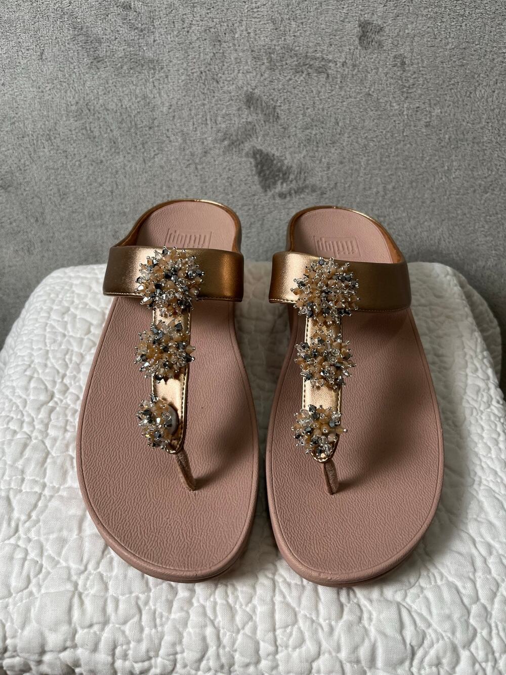 FitFlop Galaxy Crystal Embellished Thong Flip Flop Comfort Sandals Blush US 10
